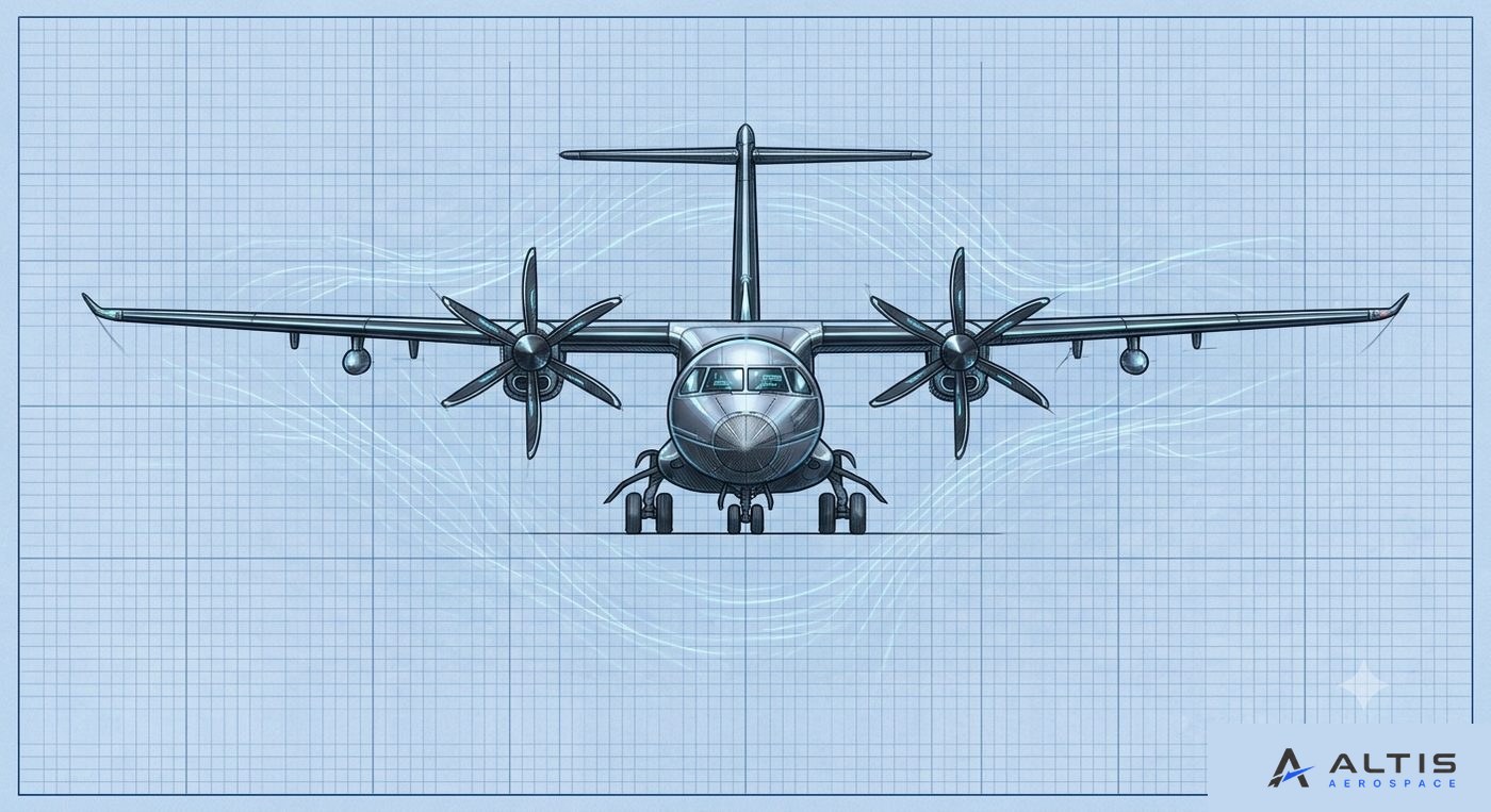 ALTIS IRJ front elevation engineering illustration with airflow study